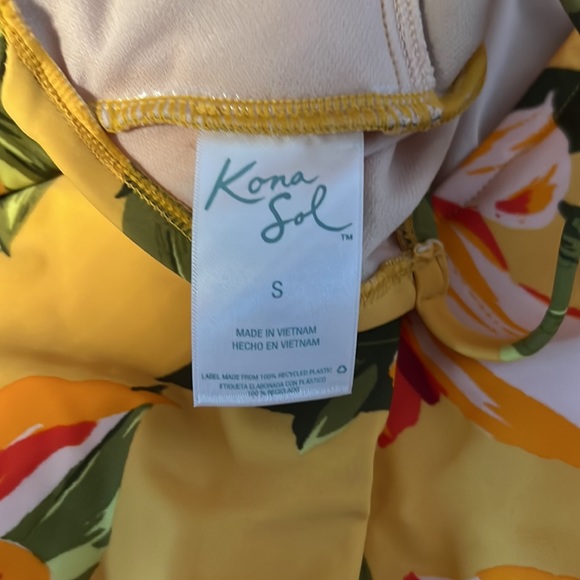 NWOT Kona Sol yellow floral one piece bathing suit - Picture 3 of 3